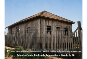 Imagem historica de Adamantina/SP, colorizada por inteligencia artificial. A versao gerada pode nao ter compromisso com a realidade.
