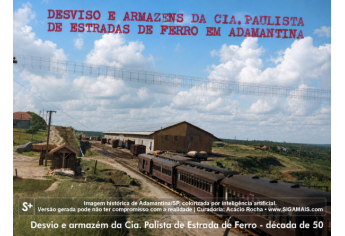Imagem historica de Adamantina/SP, colorizada por inteligencia artificial. A versao gerada pode nao ter compromisso com a realidade.