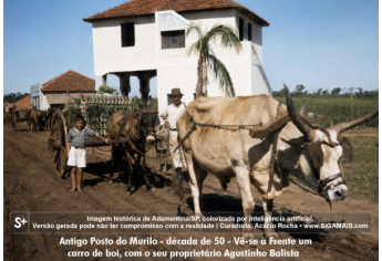 Imagem historica de Adamantina/SP, colorizada por inteligencia artificial. A versao gerada pode nao ter compromisso com a realidade.