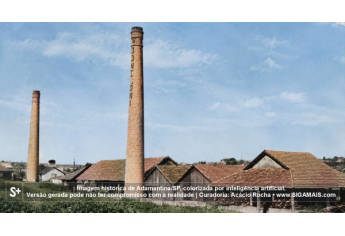 Imagem historica de Adamantina/SP, colorizada por inteligencia artificial. A versao gerada pode nao ter compromisso com a realidade.