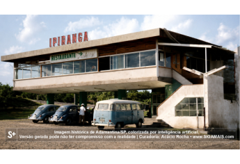 Imagem historica de Adamantina/SP, colorizada por inteligencia artificial. A versao gerada pode nao ter compromisso com a realidade.
