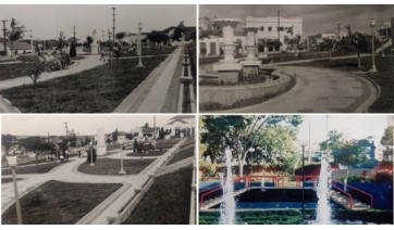 Praça Élio Micheloni (nome atual), ao longo do tempo (Imagens: arquivo).