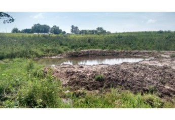 Construção de açude na área de preservação foi alvo da autuação, por dificultar a regeneração natural de demais formas de vegetação (Foto: Cedida/PM Ambiental).