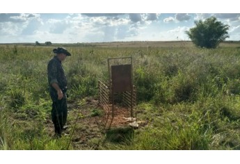 Armadilhas de caça foram apreendidas durante operação, em Pacaembu (Foto: Cedida/Polícia Ambiental).