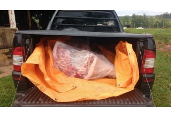 Carne foi apreendida e encaminhada para aterro sanitário, em operação realizada pela Polícia Ambiental, que flagrou abatedouro clandestino e comércio ilegal de carnes (Foto: Cedida/Polícia Ambiental).