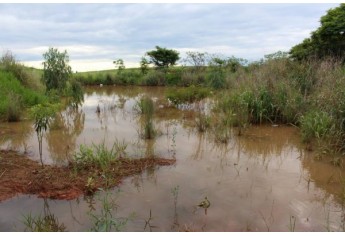 Águas de chuvas ficam represadas na área do residencial Eldorado II, e solução depende de integrar sistema escoamento ao sistema de drenagem (Foto: Cedida).