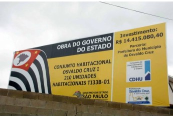 Internauta denuncia prejuízos em obras de casas populares em Osvaldo Cruz. São 210 moradias, com investimento total de R$ 14,4 milhões (Foto: Cristiano Nascimento/Reprodução).