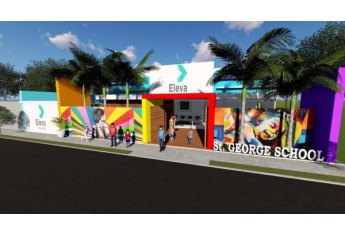 St. George School vai ser instalada em um prédio próximo à entrada principal da cidade, com início das aulas em fevereiro de 2018. Projeto é do arquiteto Tiago Valério (Imagem: Reprodução/Tiago Valério Arquitetura).