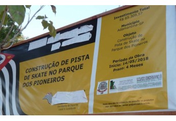 Obras para construção da pista de skate foram iniciadas no Parque dos Pioneiros (Foto: Cedida/Selar).