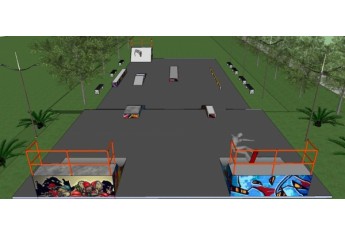 Perspectiva da pista de skate, conforme projeto em execução no Parque dos Pioneiros (Reprodução).