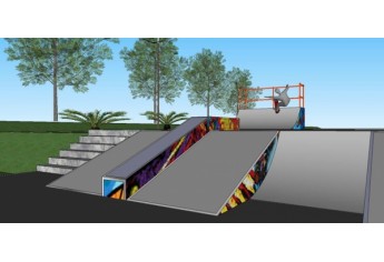 Perspectiva da pista de skate, conforme projeto em execução no Parque dos Pioneiros (Reprodução).