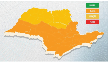 Mapa do alerta divulgado pelo Governo de SP (Reproducao).