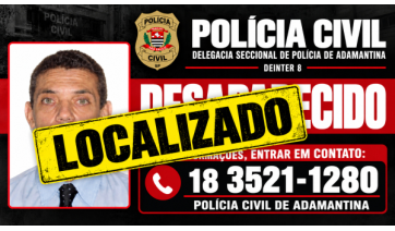Homem desaparecido é localizado, atualiza Polícia Civil de Adamantina
