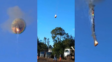 Balão pega fogo e cai em SC; 8 pessoas morrem e 13 sobrevivem