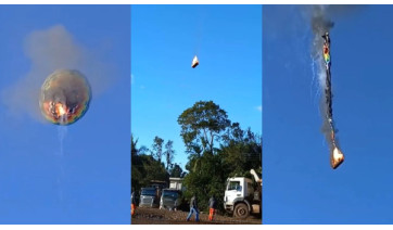 Balão pega fogo e cai em SC; 8 pessoas morrem e 13 sobrevivem
