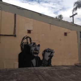 Estágios do mural de Albert Einstein, nas dependências internas da Escola Estadual Helen Keller (Acervo Pessoal).