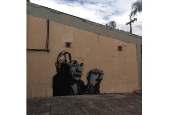 Estágios do mural de Albert Einstein, nas dependências internas da Escola Estadual Helen Keller (Acervo Pessoal).