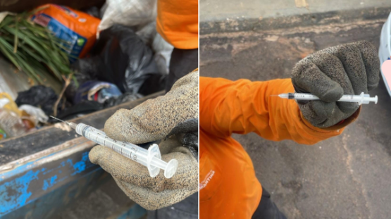 Em Adamantina coletores encontram seringas descartadas em meio ao lixo comum