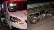 Ambulância colide na traseira de moto na SP-294, em Lucélia; motociclista fica ferido