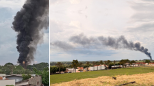 Incêndio atinge empresa de reciclagem em Lucélia; coluna de fumaça foi vista de cidades vizinhas