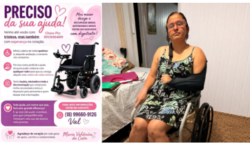 Autonomia e dignidade: moradora de Lucélia faz campanha para comprar cadeira de rodas motorizada