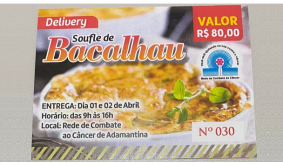 Rede de Combate ao Câncer de Adamantina promove venda de suflê de bacalhau 