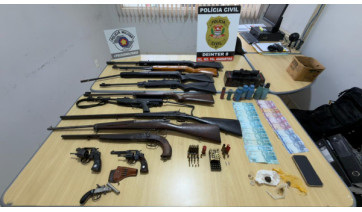 Operação conjunta da Polícia Civil e Polícia Militar apreende armas e drogas em Lucélia 