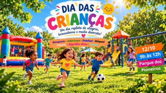 Adamantina terá programação especial para celebrar o Dia das Crianças no Parque dos Pioneiros