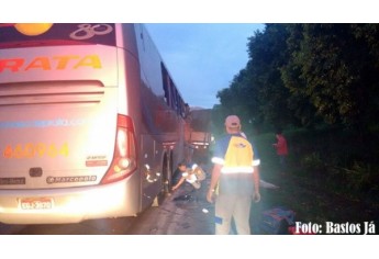 Ônibus partiu de SP e tinha como destino Bastos e Rinópolis. No momento do acidente, ônibus tinha 19 passageiros. Vítimas foram levadas para Tupã (Foto: Site Bastos Já).