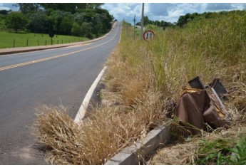 Descarte de sofá na via marginal ao campus II da FAI (Foto: Acácio Rocha).