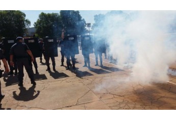 Força Tática da PM faz treinamento prático para controle de multidões (Foto: Cedida/PM).