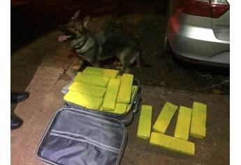 Carro estava abandonado com carregamento de drogas, que pesaram 395,2 quilos (Foto: Cedida/PM).