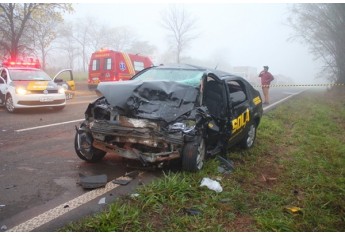 Acidente envolveu dois veículos na SP-294, na manhã deste sábado, em Dracena (Foto: Lucas Mello/Jornal Rregional/Portal Regional).