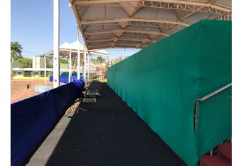 Recito Poliesportivo recebe estrutura para a ExpoVerde 2018 (Foto: Siga Mais).