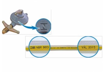 Mangueira e válvula (regulador de pressão) têm certificação do INMETRO e prazo de validade (Imagem: Ilustração).