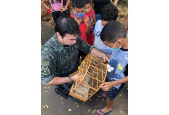 PM Ambiental e estudantes fazem interação com animais e soltura de pássaros em Mariápolis