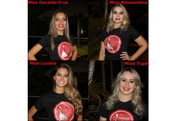 Candidatas de Osvaldo Cruz, Adamantina, Lucélia e Tupã, que concorrem ao Miss Comerciária Paulista (Foto: Divulgação).
