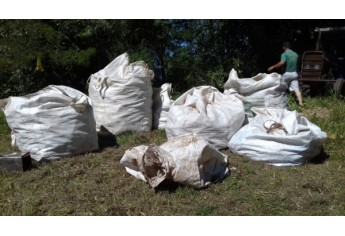Operação mobilizou seis embarcações e voluntários, que retiraram seis bags de lixo do Rio do Peixe (Foto: Cedida/Polícia Ambiental).