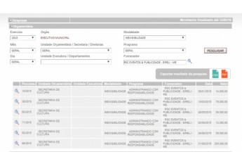 Consulta ao Portal da Transparência mostra contratações da RSC pela Prefeitura de Adamantina (Imagem: Reprodução).