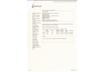 Fatura com despesas em iluminação pública do Município de Adamantina (Imagem: Reprodução).