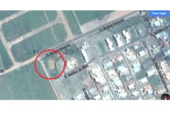 Imagem aérea mostra represamento de água no Eldorado II, ao lado da Rua Santos Dumont (Imagem: Google).