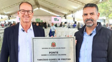 Governador Tarcísio e prefeito Tiveron inauguram, à distância, nova ponte sobre o Córrego Caldeira