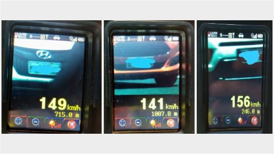 Imagens de radar portátil utilizado pelo policiamento rodoviário revelam flagrantes de excesso de velocidade em rodovias da região (Cedida/PM Rodoviária).
