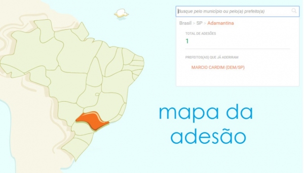 Mapa da Fundação Abrinq mostra adesão de Adamantina ao programa Prefeito Amigo da Criança (Imagem: Ilustração).