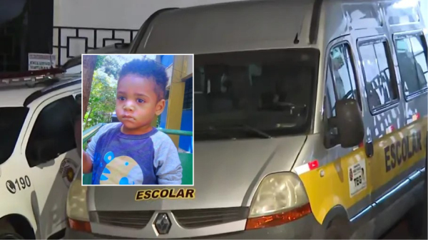 Menino embarcou na van 7h e não foi deixado na creche, sendo encontrado no meio da tarde, já sem vida (Acervo Pessoal ? Reprodução TV Globo).