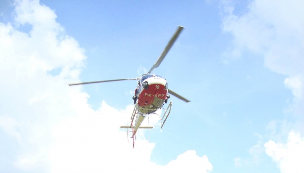 Helicóptero Águia da Polícia Militar foi acionado em apoio às buscas (Imagem: Base Águia/Prudente).