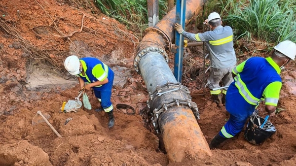 Reparo em adutora foi concluído (Divulgação/Prefeitura de Adamantina).