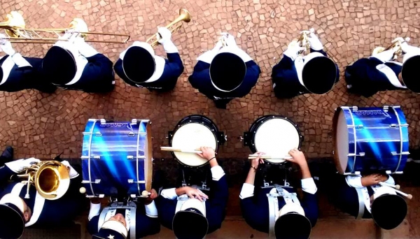 Banda Marcial de Adamantina durante apresentação (Arquivo).