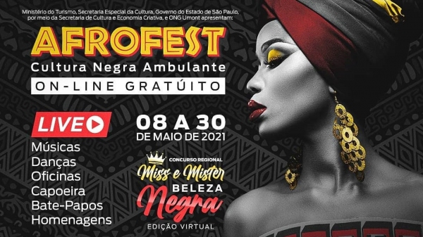 Programação do Afrofest segue até o final deste mês de maio en ambiente virtual e gratuita (Divulgação).