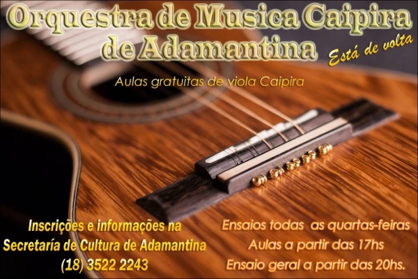 Orquestra de Viola Caipira de Adamantina está com inscrições abertas (Divulgação).
